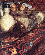 VERMEER VAN DELFT, Jan A Woman Asleep at Table (detail) ert oil on canvas